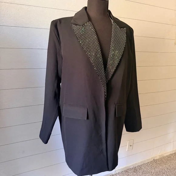 Kaiia Diamante Trim Mini Blazer Dress in Black NWT - Picture 5 of 11